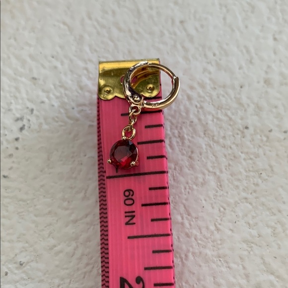 Elegant  Rose Gold and Red Drop Earrings - Picture 4 of 5